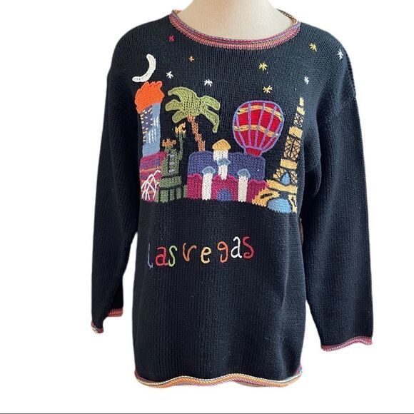 Cotton Salsa Las Vegas Hand Knitted Sweater Size Large - Picture 2 of 11